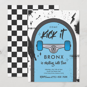 Skateboard Come Kick It Urban Sport Birthday Party Invitation