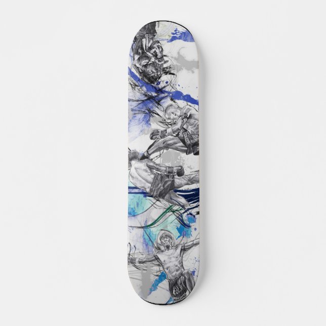 Skateboard Conception bleue de fumée de boxe thaïlandaise (Devant)