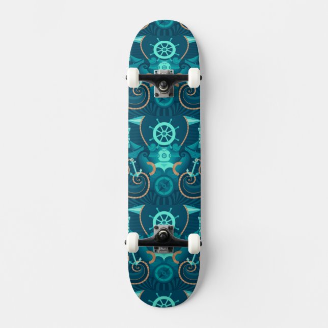 Skateboard Conception bleue nautique (Recto)