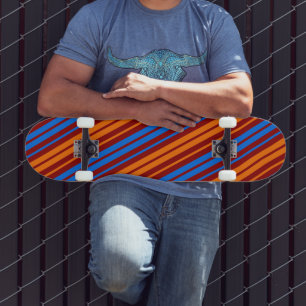 Skateboard Conception de bandes verticales orange rouge bleu 