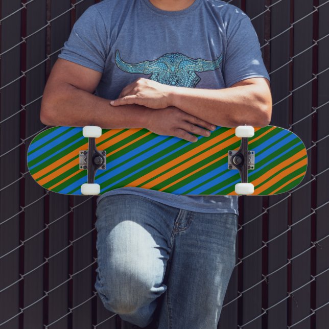 Skateboard Conception de rayures verticales orange vert bleu  (Extérieur 3)