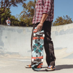 Skateboard Conception de tuiles tournantes en orange, noir et