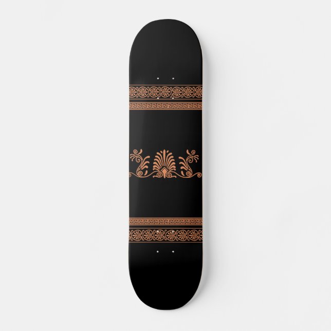 Skateboard Conception florale noire et orange de style du (Recto)