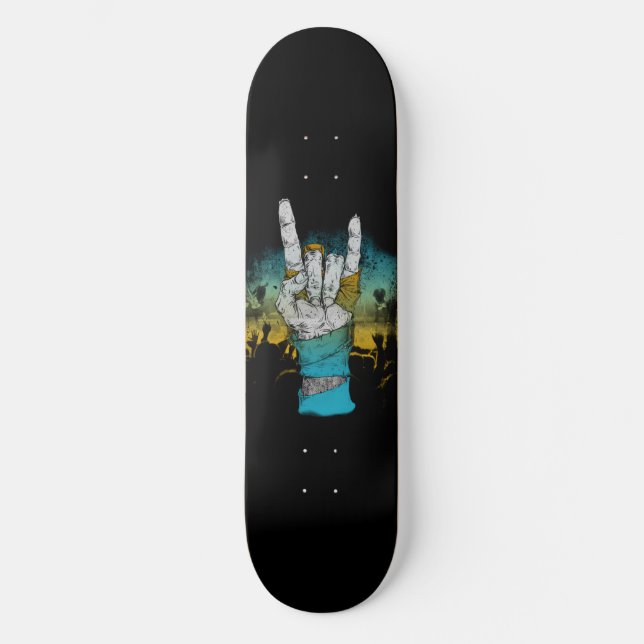 Skateboard Concert de musique Zombie Rock Signe des cornes (Recto)