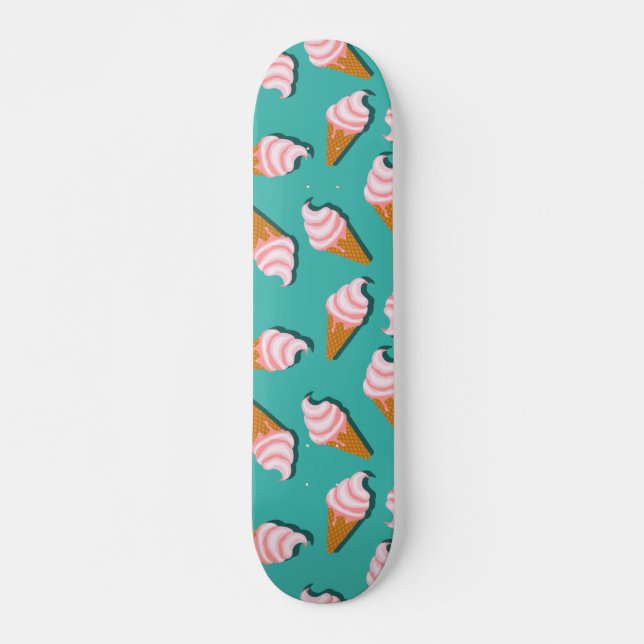 Skateboard Congés gaufres crème glacée et motif de yaourt con (Devant)