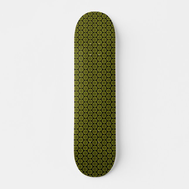 Skateboard Constellation de flocon de neige - Noir et jaune (Devant)