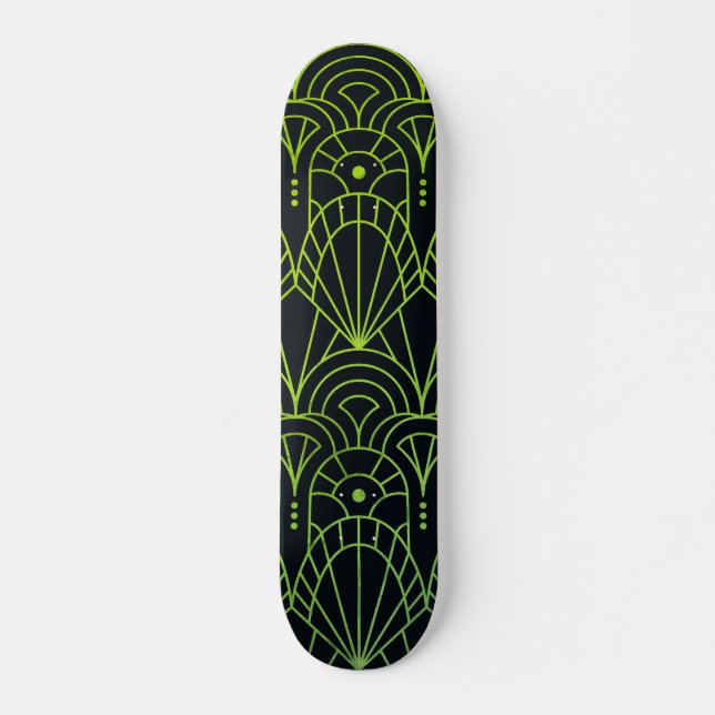 Skateboard Cool Art déco moderne Motif noir (Devant)