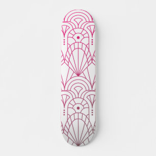 Skateboard Cool Art déco moderne Motif rose blanc