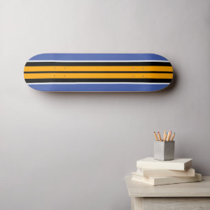 Skateboard Cool Bandes Jaunes Noires Été Bleu Racing