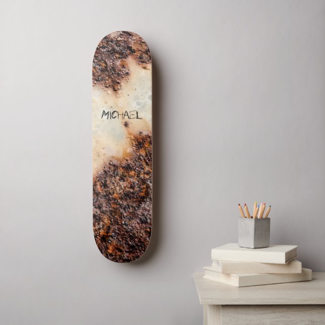 Skateboard Cool brun rouille texture métallique Votre nom (Art mural)