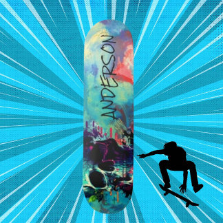 Skateboard Cool Crâne bleu Personnalisé