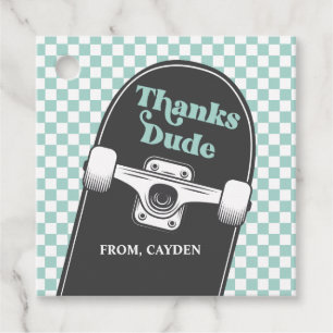 Skateboard Cool Dude Birthday Thanks Dude Favour Tags