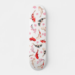 Skateboard Cool Floral japonais Koi poisson
