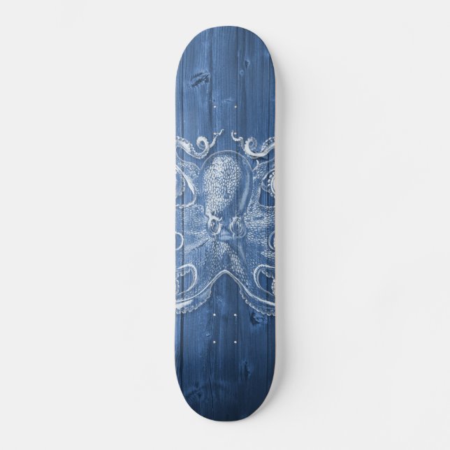 Skateboard cool impressionnant effet antique pieuvre blanche (Recto)