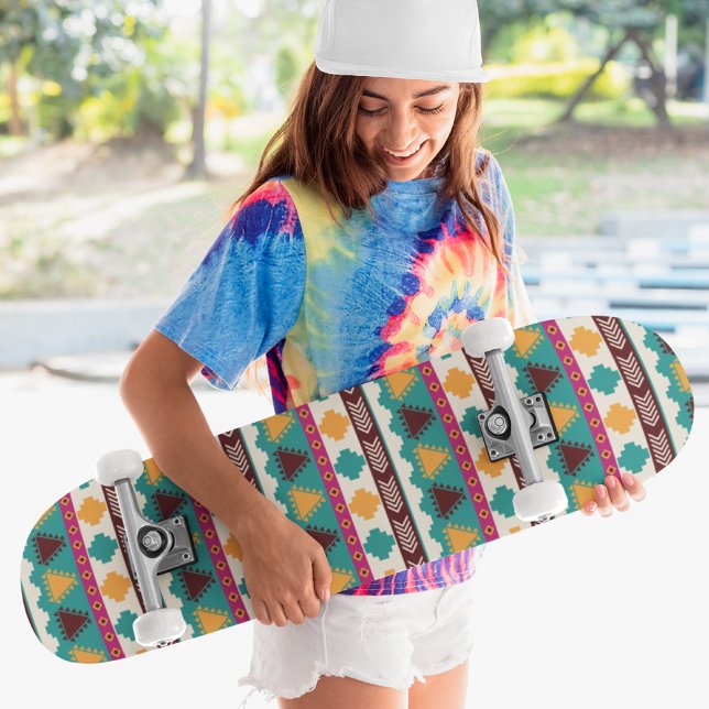 Skateboard Cool Moderne Coloré Motif tribal (Créateur téléchargé)