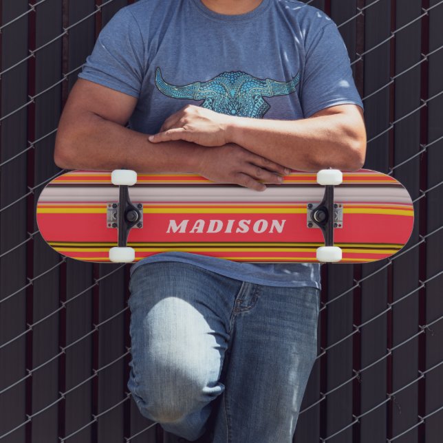 Skateboard Cool Moderne Grilles Personnalisé Nom Personnalisé (Extérieur 3)