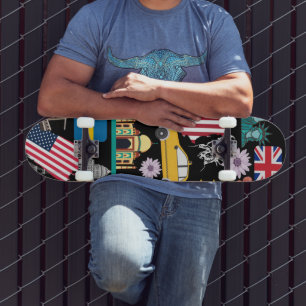 Skateboard Cool moderne tendance motif moderne noir et couleu