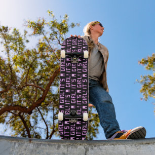 Skateboard Cool Noir et Bleu C'est une fille planche à roulet