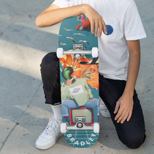 Skateboard Cool Surreal Funny Unique Personnalisé Nom
