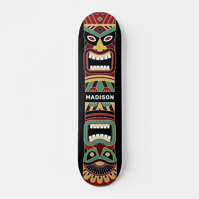 Skateboard Cool Tiki Totem nom personnalisé (Devant)