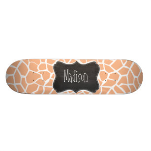 Skateboard Copie de girafe de couleur d'abricot ; Tableau