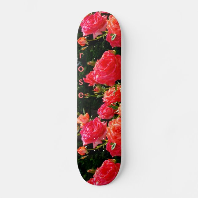 Skateboard Corail romantique rose rouge orange Roses (Recto)