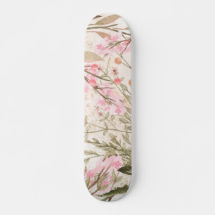 Skateboard Corail rose pâle forêt vert aquarelle florale