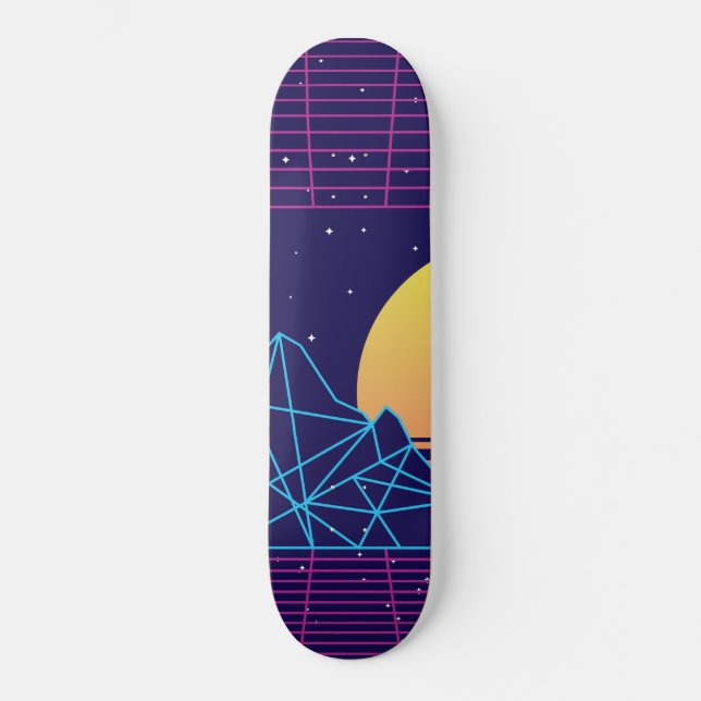Skateboard Coucher de soleil de Vaporwave (Recto)