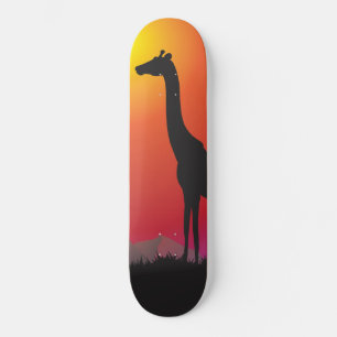 Skateboard Coucher de soleil Giraffe Patinage à thème