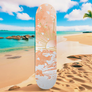 Skateboard Coucher de soleil orange dégradé Soleil et Parties