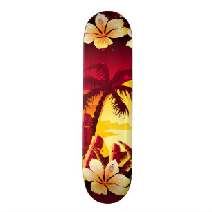 Skateboard Coucher du soleil tropical avec des paumes