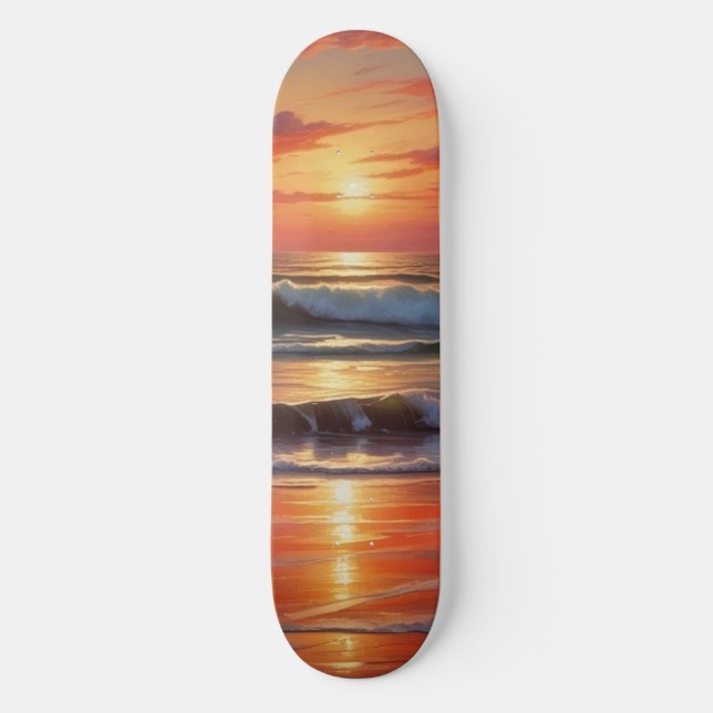 Skateboard Coucher Rouge Océan Peinture de paysage marin (Recto)
