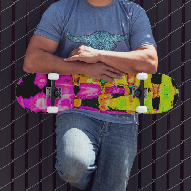 Skateboard Couleurs de style surf : violet et vert olive (Extérieur 3)