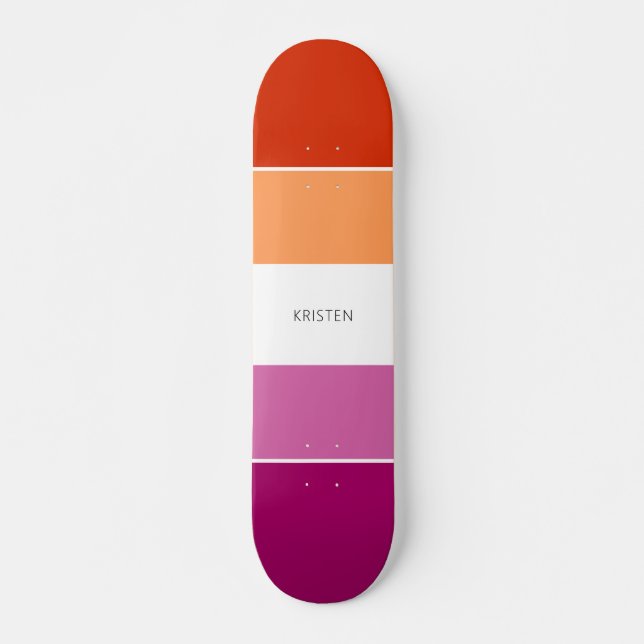 Skateboard Couleurs Drapeau Lesbienne Personnalisées Frappes  (Devant)