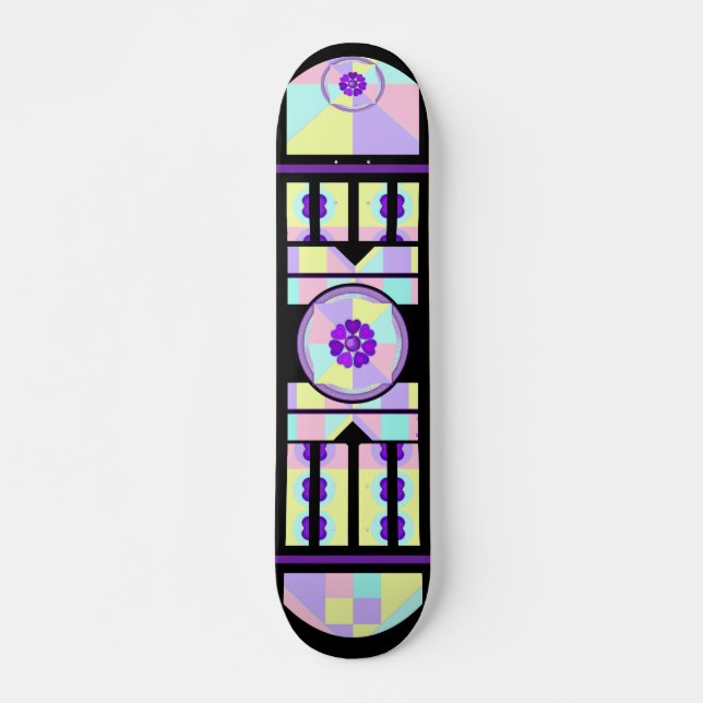 Skateboard Couleurs pastel & coeurs violets battre (Devant)
