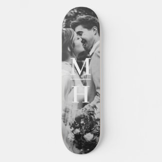 Skateboard Couples Initiales Monogramme photo rétro