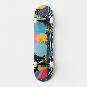 Skateboard Courbes et points avec feuilles