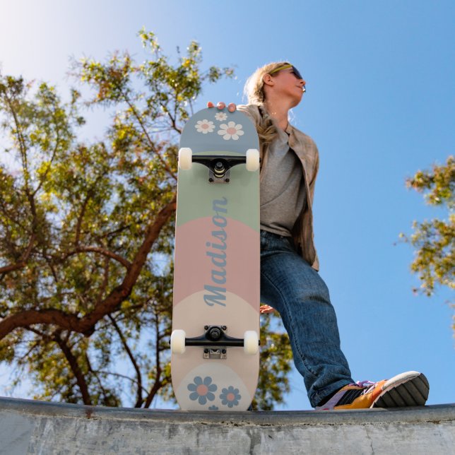 Skateboard Courbes Pastel Modernes Rétro Personnalisées (Extérieur 1)