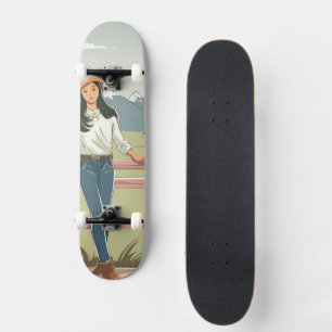 Skateboard Cowgirl Chic Rurale Pastel Occidental Montagnarde