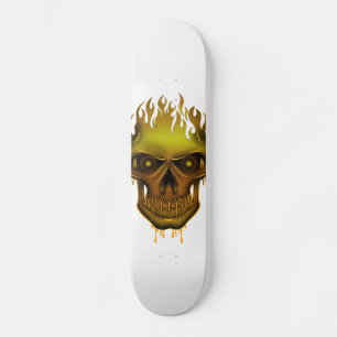 Skateboard Crâne à flamme - Or