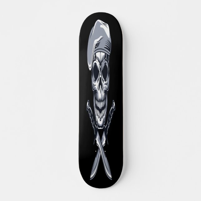 Skateboard Crâne avec couteaux (Devant)
