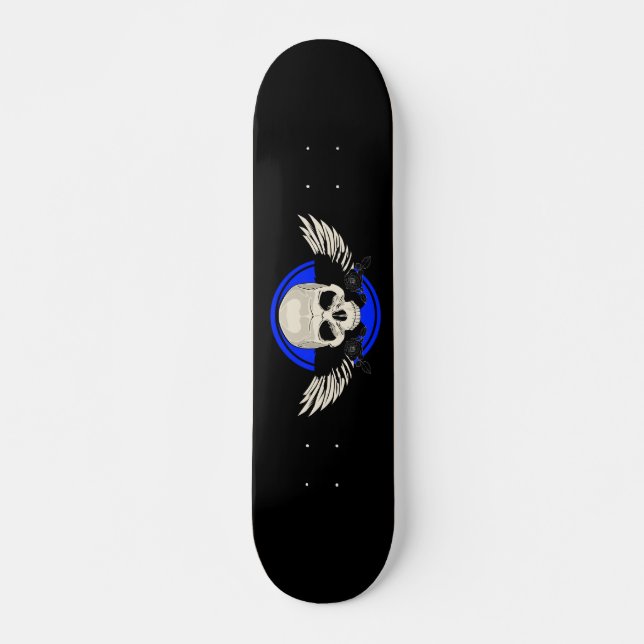 Skateboard Crâne d'aile - BLEU (Devant)