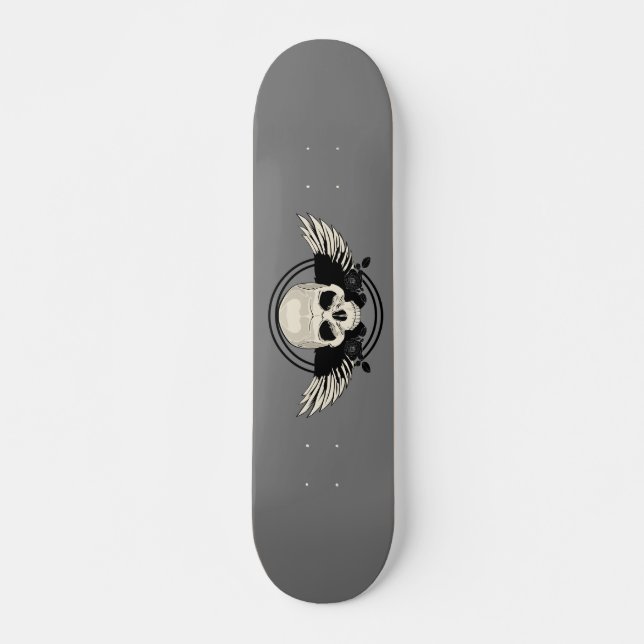 Skateboard Crâne d'aile - NOIR & BLANC (Devant)
