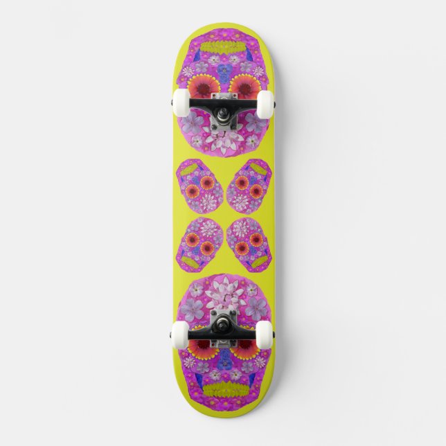 Skateboard Crâne de fleurs 2 (Recto)