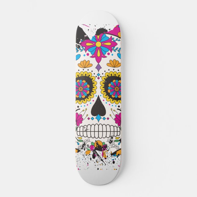 Skateboard Crâne de sucre dia de los muertos (Recto)