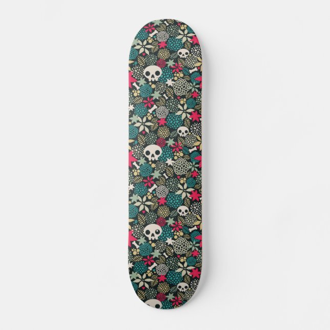 Skateboard Crâne en fleurs (Recto)