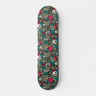 Skateboard Crâne en fleurs