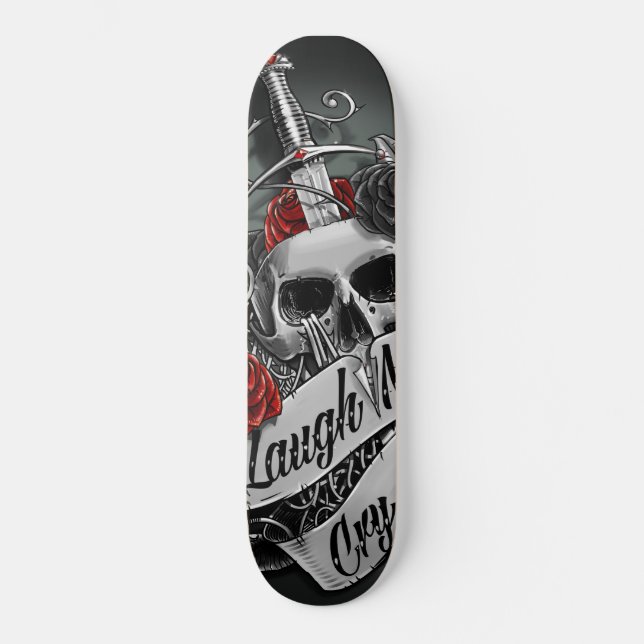 Skateboard Crâne et roses (Recto)