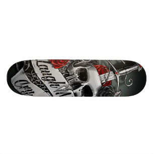 Skateboard Crâne et roses