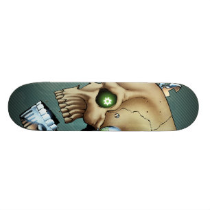 Skateboard Crâne étranger de robot de l'avenir en chrome +